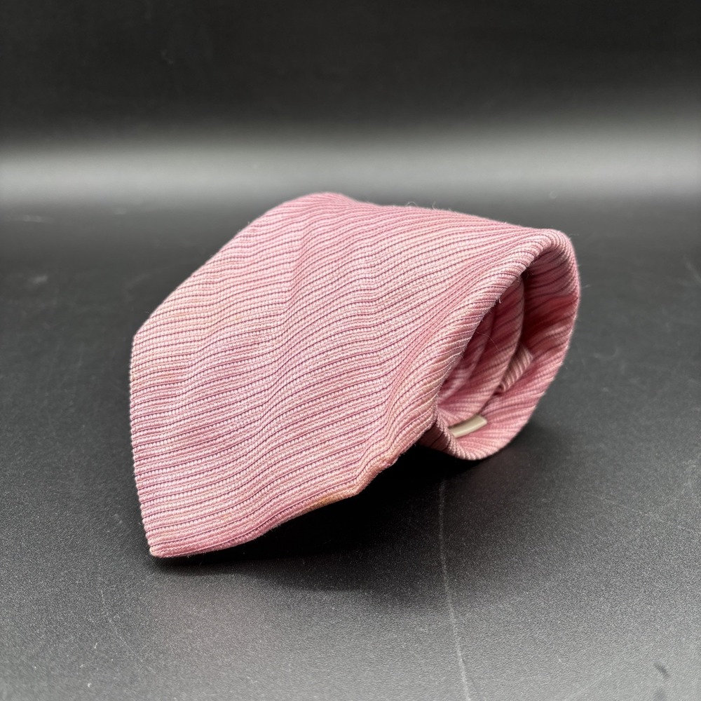Giorgio Armani Mens 100% Silk Tie Handmade Necktie Striped Pink Italy READ